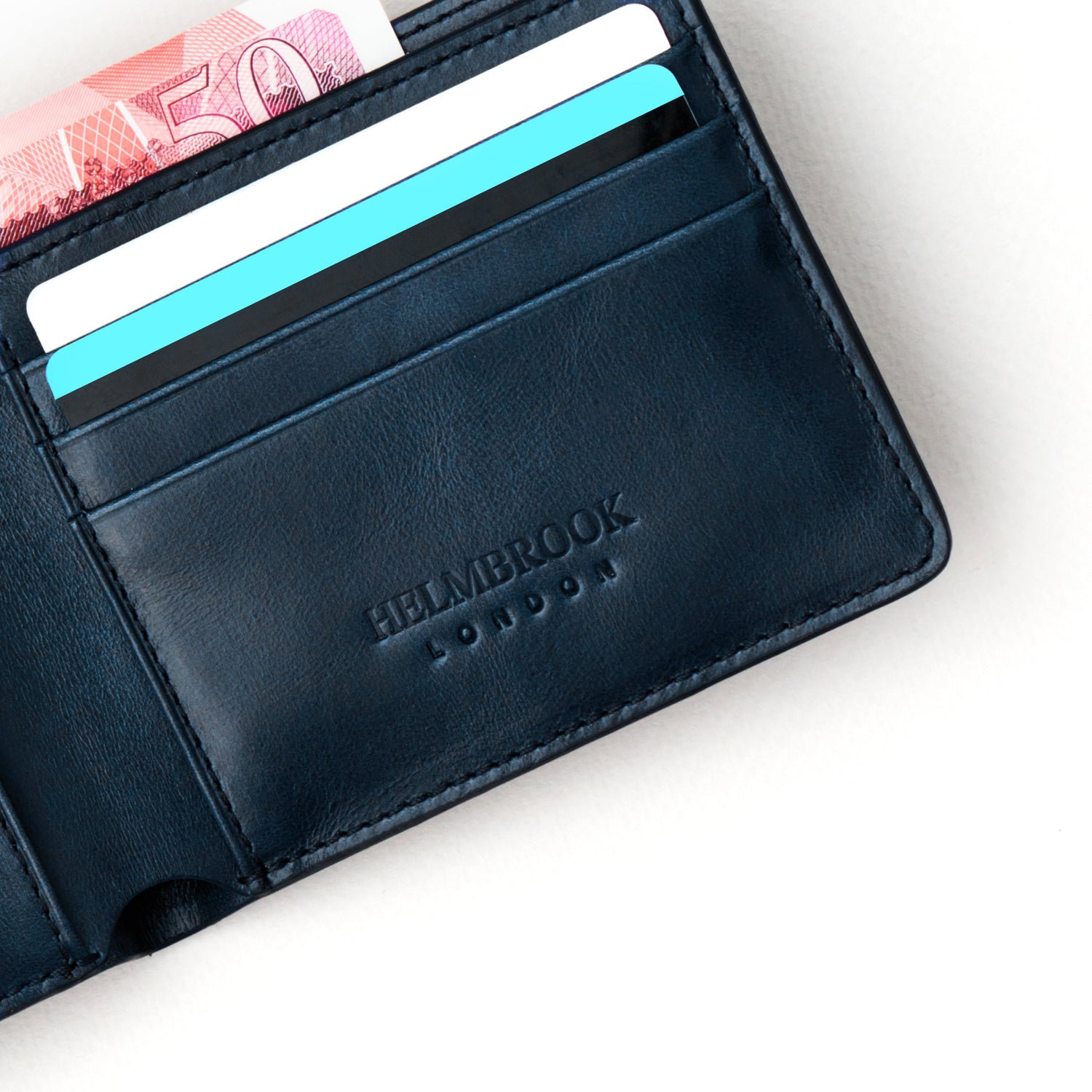 Eldridge Navy Leather Custom Design Wallet