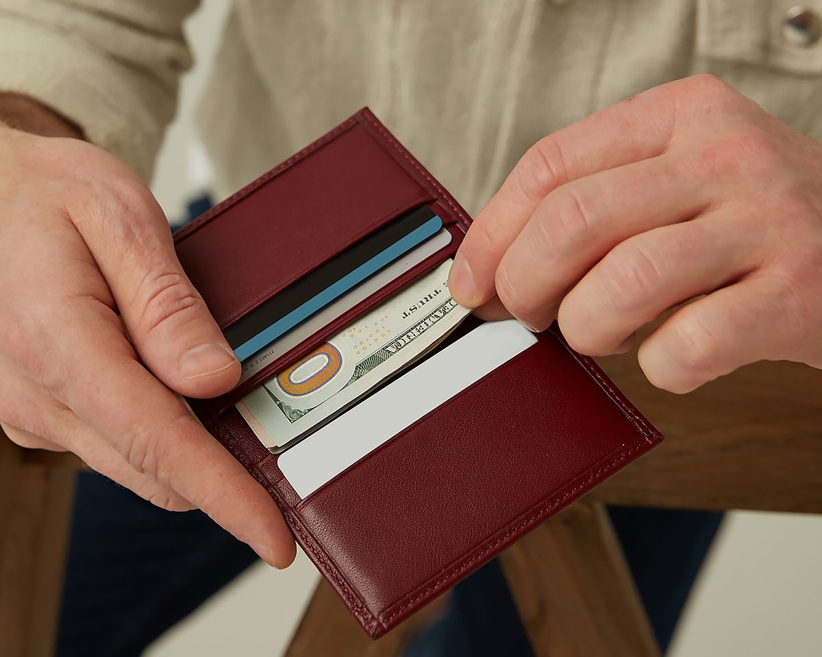 Helmbrook Townsend leather wallet with cardholder, combining elegant craftsmanship.
