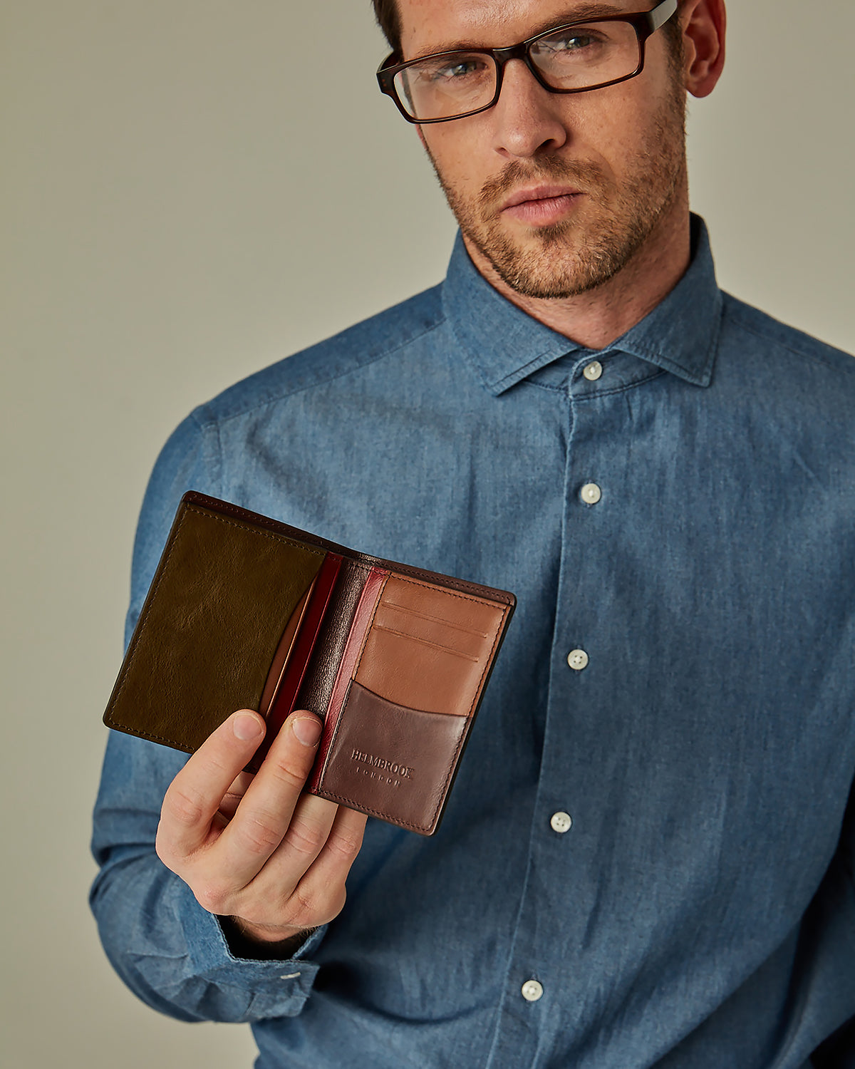 Bluemount Men Genuine Leather Slim Wallet Bifold Card Bill Slot