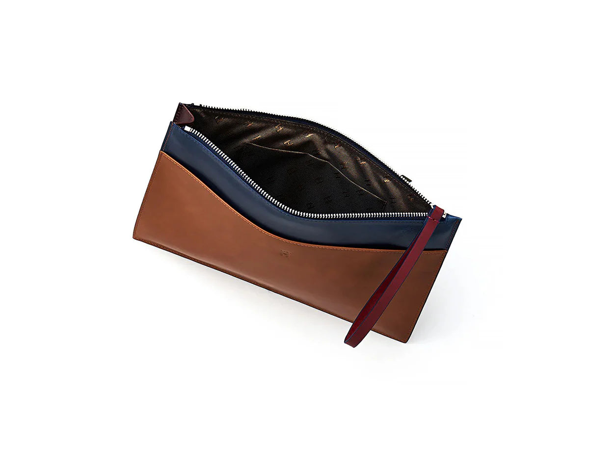 Economical leather portfolio bag with RFID blocking technology, ideal for professional women.