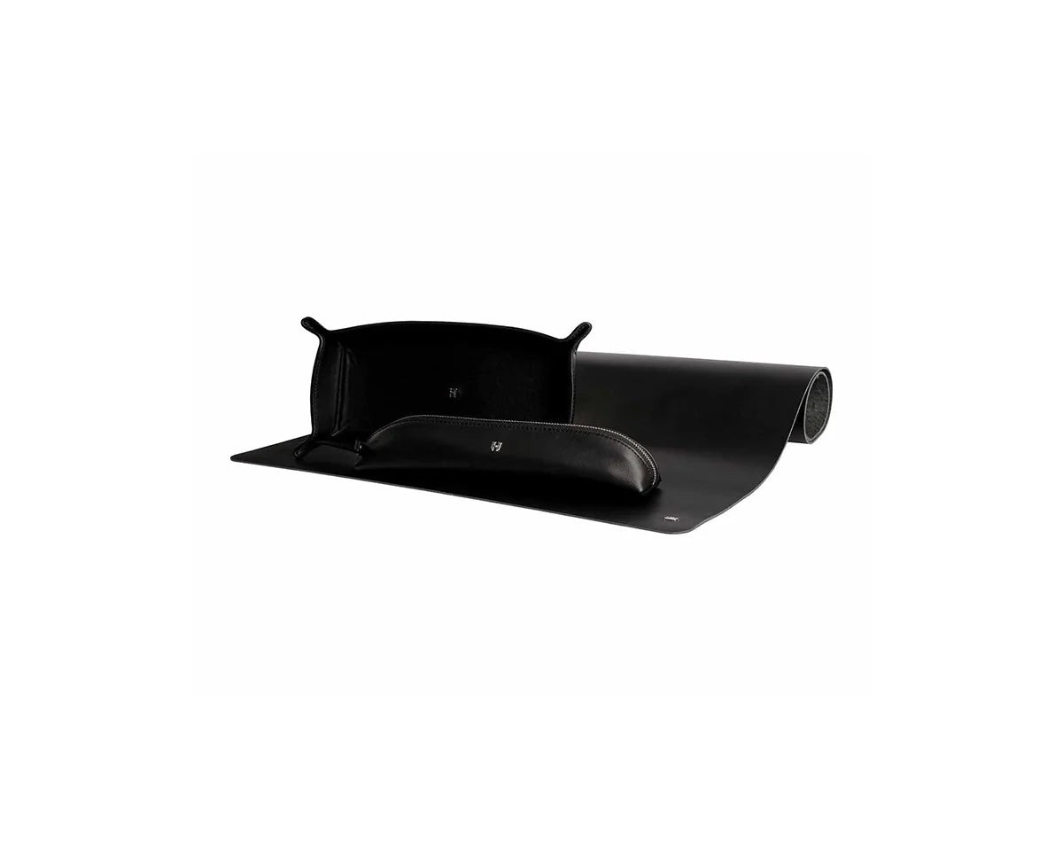 Durable handmade leather desk set for office use, offering stylish and practical organization.