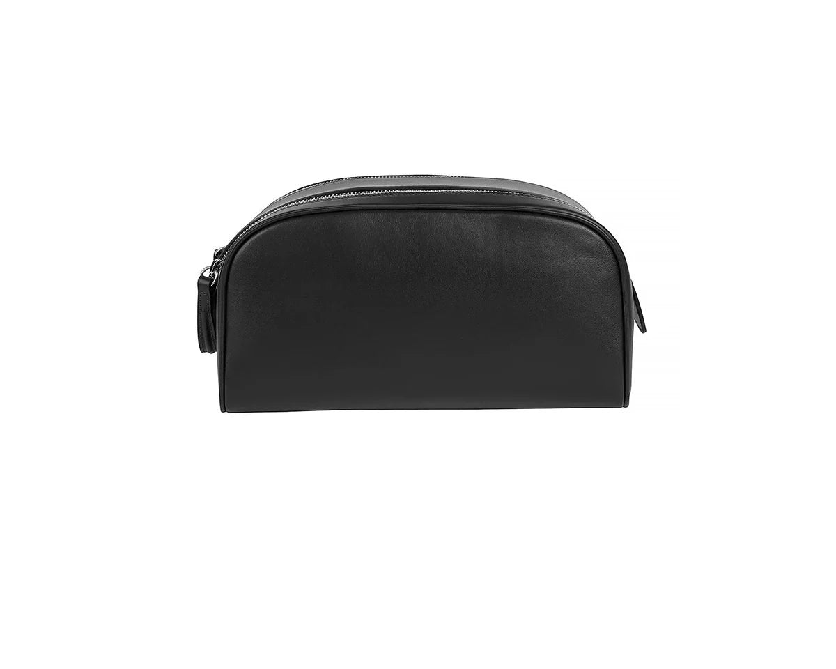 Reliable leather toiletry bag for men, designed for organized and hassle free travel.