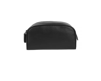 Reliable leather toiletry bag for men, designed for organized and hassle free travel.